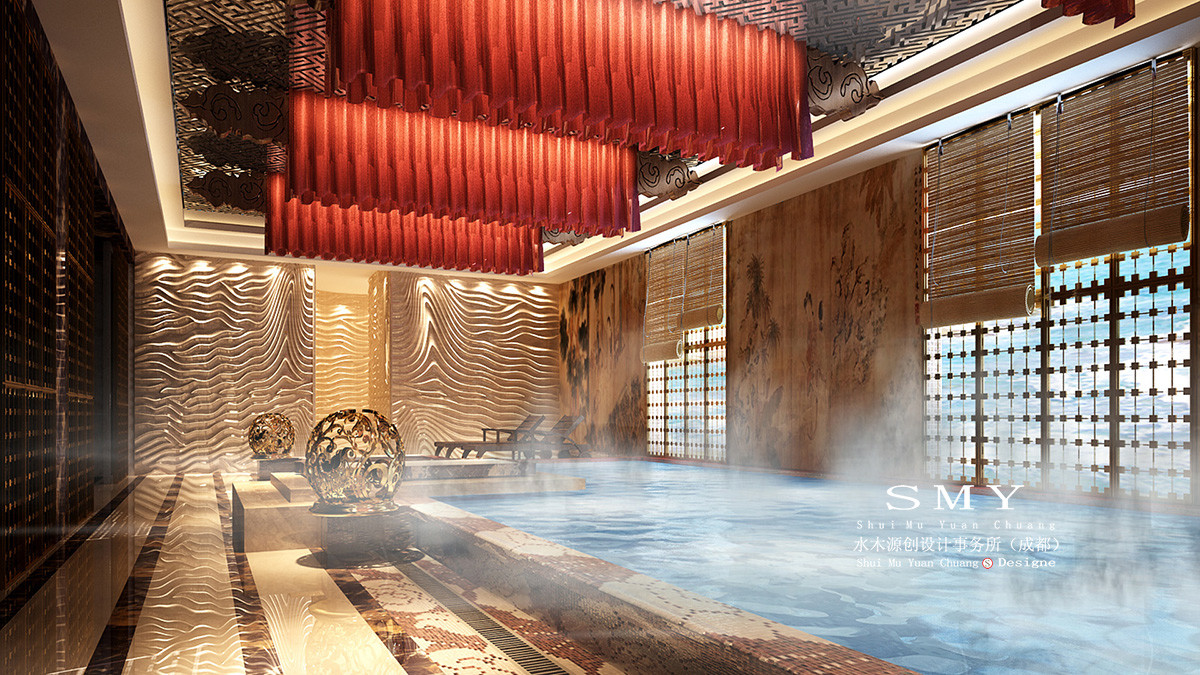 酒店室內溫泉設計區(qū)域效果圖