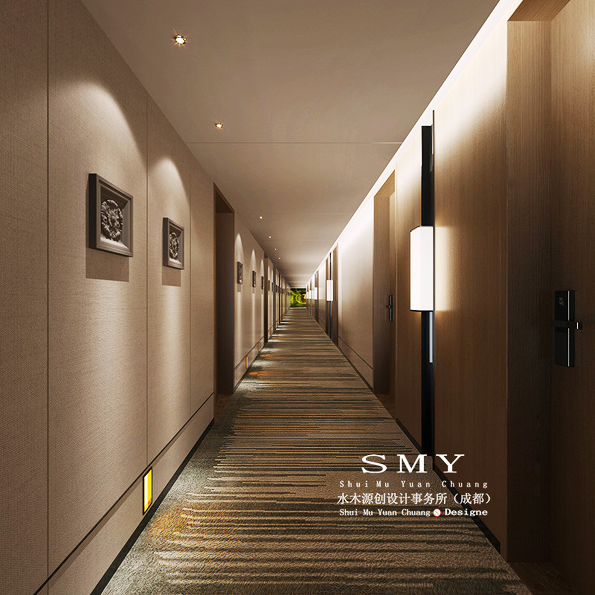 商務酒店走廊設計,成都酒店過道裝飾效果圖